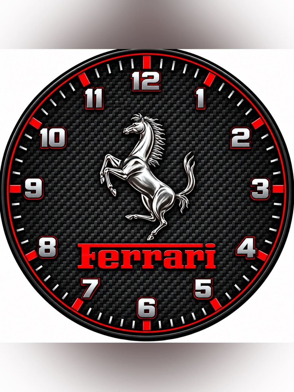 Ferrari Carbon-Texture Wall Clock in Black and Red